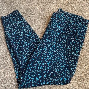 Sweaty Betty Power Blue Patterned Leggings, 7/8 length, size 8